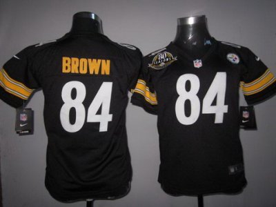 Women NEW NFL Pittsburgh Steelers #84 Antonio Brown Black W 80 Anniversary Patch