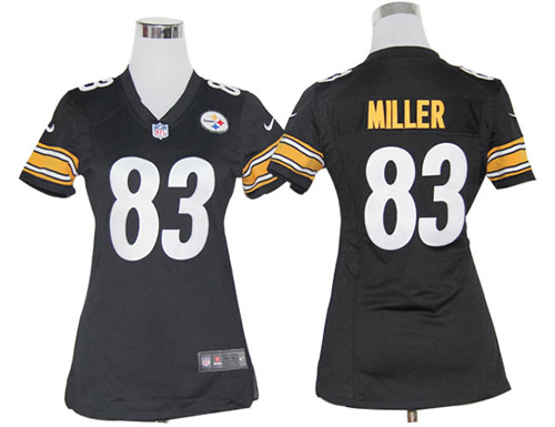 Women NEW Pittsburgh Steelers 83 Heath Miller Black Jerseys