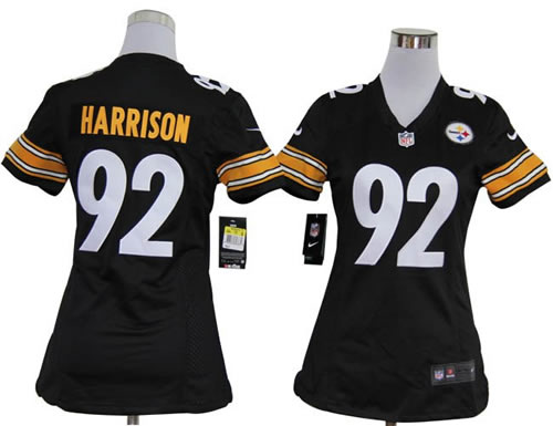 Women NEW Pittsburgh Steelers 92 James Harrison Black Jerseys