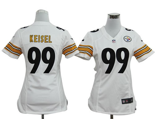 Women NEW Pittsburgh Steelers 99 Keisel White Jerseys