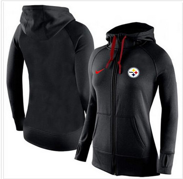 Women Nike Pittsburgh Steelers Full-Zip Performance Hoodie Black_2 Women Nike Pittsburgh Steelers Full-Zip Performance Hoodie Black_2
