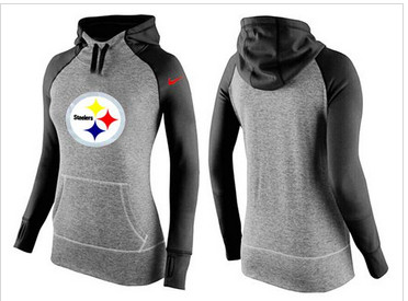 Women Nike Pittsburgh Steelers Performance Hoodie Grey & Black_1 Women Nike Pittsburgh Steelers Performance Hoodie Grey & Black_1