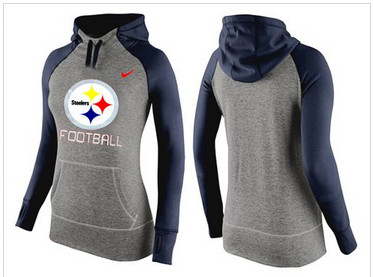 Women Nike Pittsburgh Steelers Performance Hoodie Grey & Dark Blue_1 Women Nike Pittsburgh Steelers Performance Hoodie Grey & Dark Blue_1