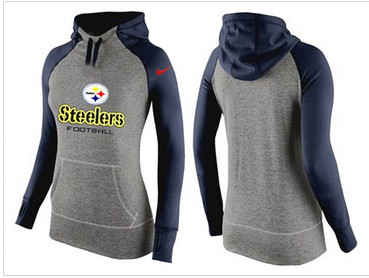 Women Nike Pittsburgh Steelers Performance Hoodie Grey & Dark Blue_2 Women Nike Pittsburgh Steelers Performance Hoodie Grey & Dark Blue_2