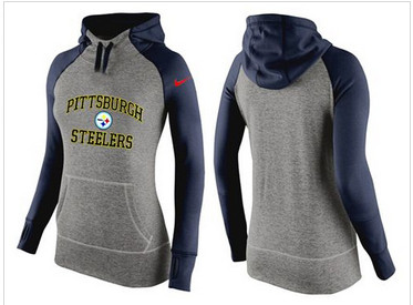Women Nike Pittsburgh Steelers Performance Hoodie Grey & Dark Blue_3 Women Nike Pittsburgh Steelers Performance Hoodie Grey & Dark Blue_3
