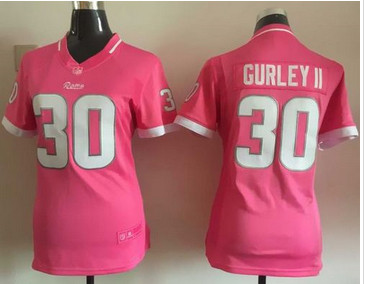 Women Nike Rams #30 Todd Gurley Pink Stitched NFL Elite Bubble Gum Jersey