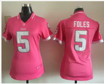 Women Nike Rams #5 Nick Foles Pink Stitched NFL Elite Bubble Gum Jersey