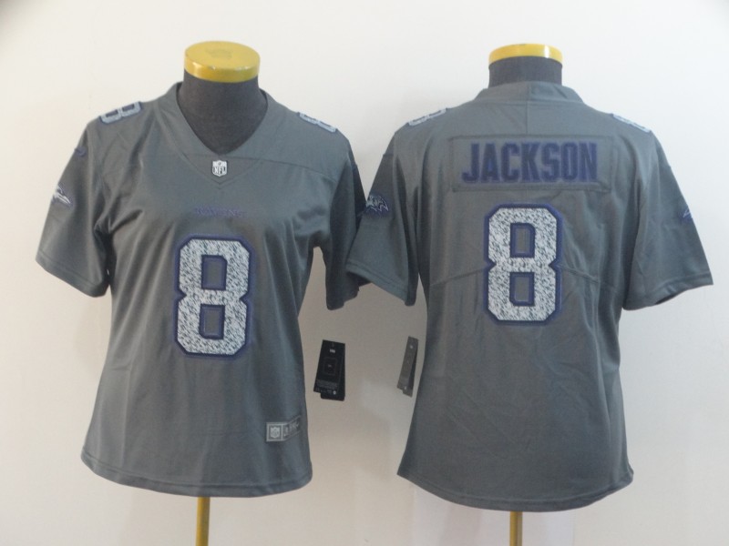 Women Nike Ravens 8 Lamar Jackson Gray Camo Women Vapor Untouchable Limited Jersey Women Nike Ravens 8 Lamar Jackson Gray Camo Women Vapor Untouchable Limited Jersey