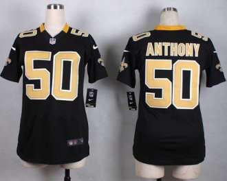 Women Nike Saints #50 Stephone Anthony Black Team Color Stitched NFL Elite jersey