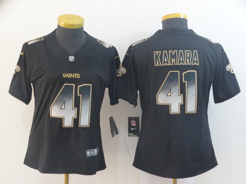 Women Nike Saints 41 Alvin Kamara Black Arch Smoke Women Vapor Untouchable Limited Jersey