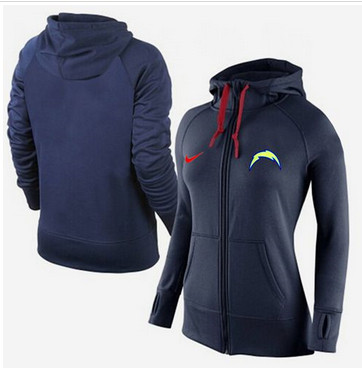 Women Nike San Diego Chargers Full-Zip Performance Hoodie Dark Blue Women Nike San Diego Chargers Full-Zip Performance Hoodie Dark Blue