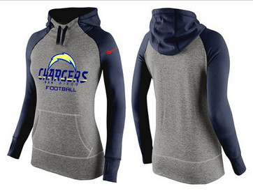 Women Nike San Diego Chargers Performance Hoodie Grey & Dark Blue Women Nike San Diego Chargers Performance Hoodie Grey & Dark Blue