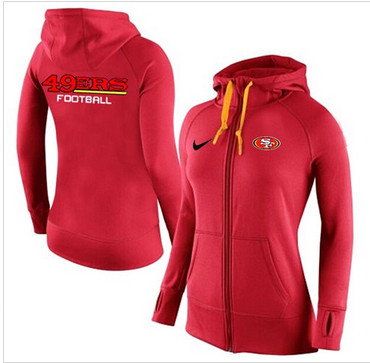Women Nike San Francisco 49ers Full-Zip Performance Hoodie Red Women Nike San Francisco 49ers Full-Zip Performance Hoodie Red