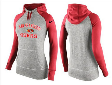 Women Nike San Francisco 49ers Performance Hoodie Grey & Red_2 Women Nike San Francisco 49ers Performance Hoodie Grey & Red_2