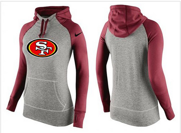 Women Nike San Francisco 49ers Performance Hoodie Grey & Red_3 Women Nike San Francisco 49ers Performance Hoodie Grey & Red_3