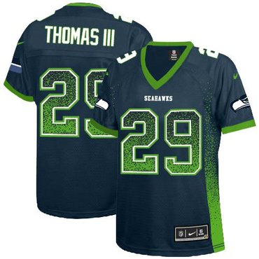 Women Nike Seattle Seahawks #29 Earl Thomas III Steel Blue Team Color NFL Elite Drift Fashion Jersey