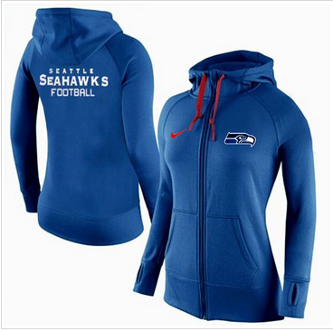 Women Nike Seattle Seahawks Full-Zip Performance Hoodie Blue Women Nike Seattle Seahawks Full-Zip Performance Hoodie Blue
