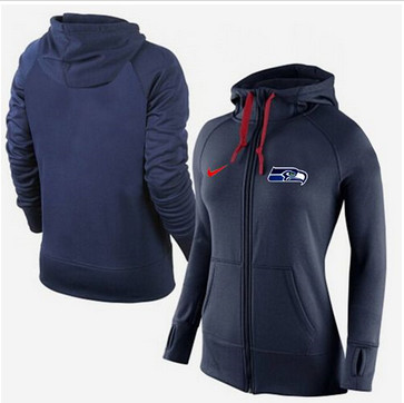 Women Nike Seattle Seahawks Full-Zip Performance Hoodie Dark Blue Women Nike Seattle Seahawks Full-Zip Performance Hoodie Dark Blue