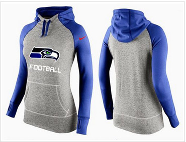 Women Nike Seattle Seahawks Performance Hoodie Grey & Blue Women Nike Seattle Seahawks Performance Hoodie Grey & Blue