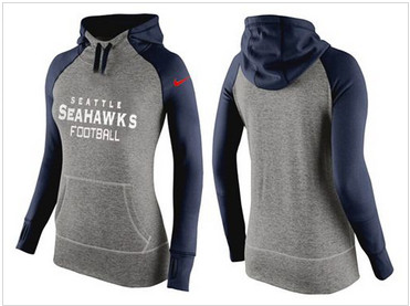 Women Nike Seattle Seahawks Performance Hoodie Grey & Dark Blue_1 Women Nike Seattle Seahawks Performance Hoodie Grey & Dark Blue_1
