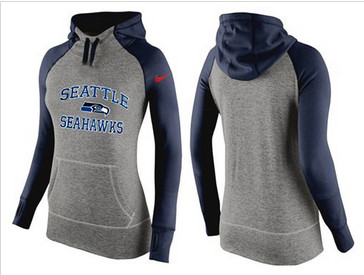 Women Nike Seattle Seahawks Performance Hoodie Grey & Dark Blue_2 Women Nike Seattle Seahawks Performance Hoodie Grey & Dark Blue_2