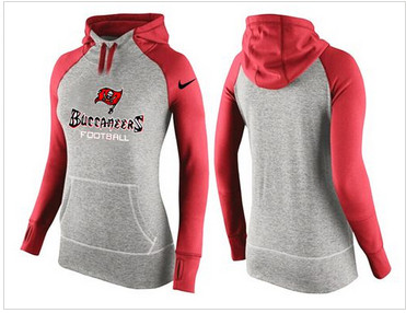 Women Nike Tampa Bay Buccaneers Performance Hoodie Grey & Red_1 Women Nike Tampa Bay Buccaneers Performance Hoodie Grey & Red_1