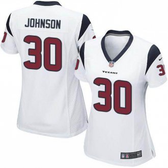 Women Nike Texans #30 Kevin Johnson White Stitched NFL Elite Jersey