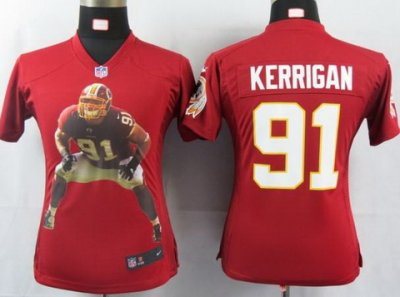Women NEW NFL WaShington Redskins #91 Kerrigan Red Portrait FaShion Game Jerseys