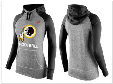 Women Nike Washington Redskins Performance Hoodie Grey & Black_1 Women Nike Washington Redskins Performance Hoodie Grey & Black_1