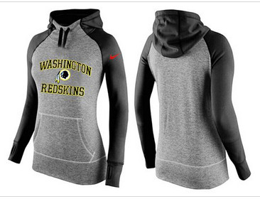 Women Nike Washington Redskins Performance Hoodie Grey & Black_2 Women Nike Washington Redskins Performance Hoodie Grey & Black_2