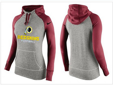 Women Nike Washington Redskins Performance Hoodie Grey & Red_1 Women Nike Washington Redskins Performance Hoodie Grey & Red_1