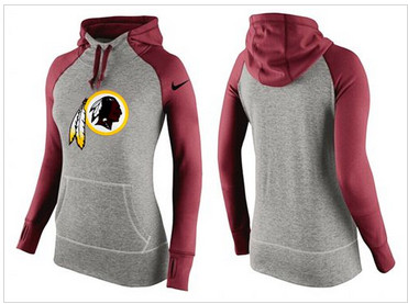 Women Nike Washington Redskins Performance Hoodie Grey & Red_2 Women Nike Washington Redskins Performance Hoodie Grey & Red_2