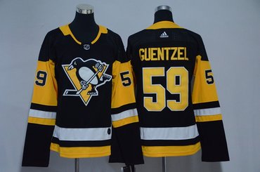 Women Penguins 59 Jake Guentzel Black Adidas Jersey