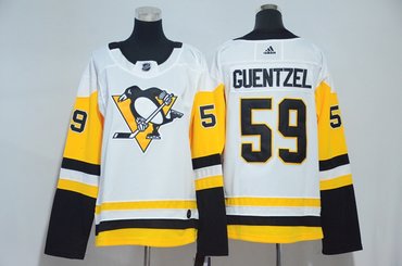 Women Penguins 59 Jake Guentzel White Women Adidas Jersey