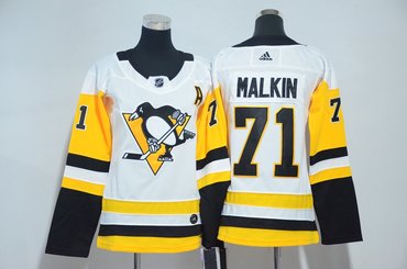 Women Penguins 71 Evgeni Malkin White Women Adidas Jersey