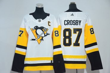 Women Penguins 87 Sidney Crosby White Women Adidas Jersey