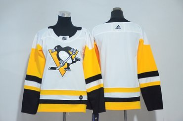 Women Penguins Blank White Women Adidas Jersey