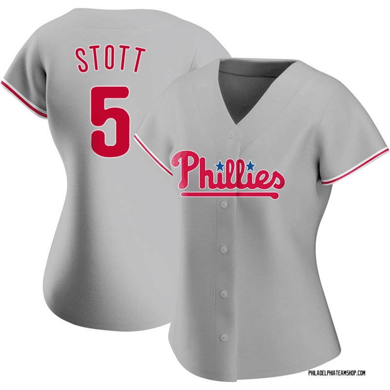 Women Philadelphia Phillies #5 Bryson Stott Gray Stitched Jersey Women Philadelphia Phillies #5 Bryson Stott Gray Stitched Jersey