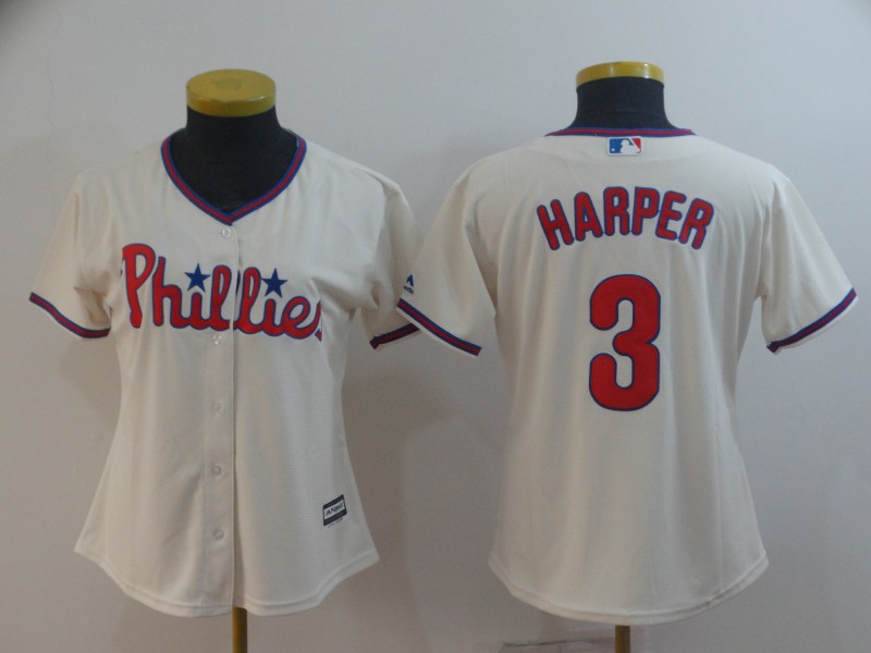 Women Phillies 3 Bryce Harper Cream Women Cool Base Jersey Women Phillies 3 Bryce Harper Cream Women Cool Base Jersey