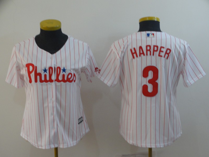 Women Phillies 3 Bryce Harper White Women Cool Base Jersey Women Phillies 3 Bryce Harper White Women Cool Base Jersey