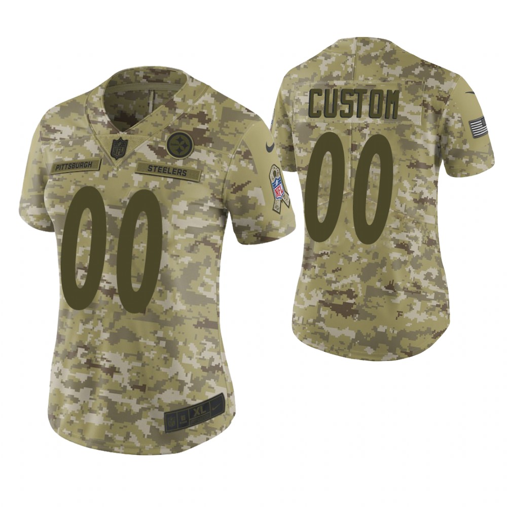 Women Pittsburgh Steelers Custom Camo 2018 Salute To Service Limited Jersey