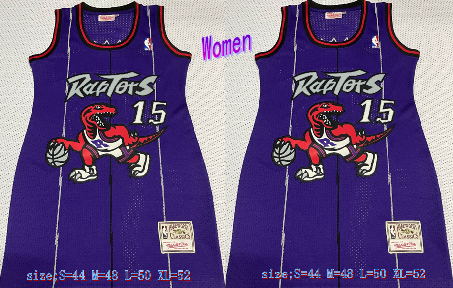 Women Raptors 15 Vince Carter Purple Women Hardwood Classics Mesh Jersey