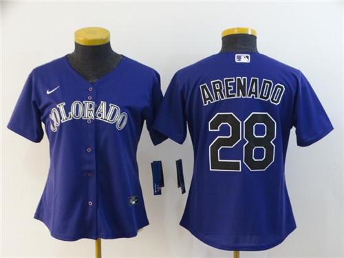 Women Rockies 28 Nolan Arenado Purple Women 2020 Nike Cool Base Jersey Women Rockies 28 Nolan Arenado Purple Women 2020 Nike Cool Base Jersey