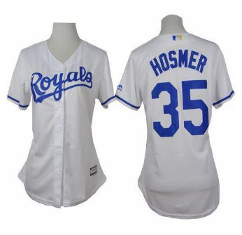 Women Royals #35 Eric Hosmer White Home Stitched Baseball Jersey