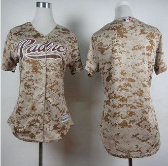 Women San Diego Padres Blank Camo Alternate 2 Stitched Baseball Jersey