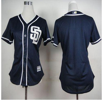 Women San Diego Padres Blank Navy Blue Alternate 1 Stitched Baseball Jersey