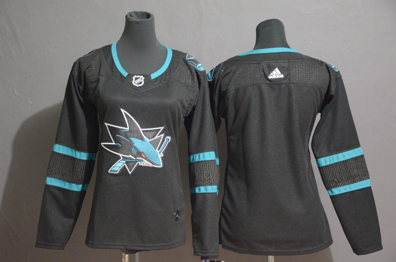 Women Sharks Blank Black Women Adidas Jersey