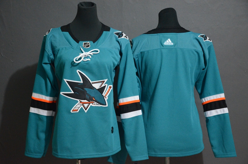 Women Sharks Blank Teal Women Adidas Jersey