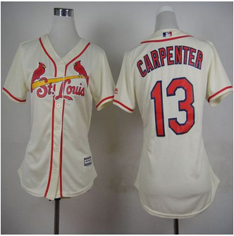 Women St. Louis Cardinals #13 Matt Carpenter Cream Alternate Stitched Baseball Jersey Women St. Louis Cardinals #13 Matt Carpenter Cream Alternate Stitched Baseball Jersey