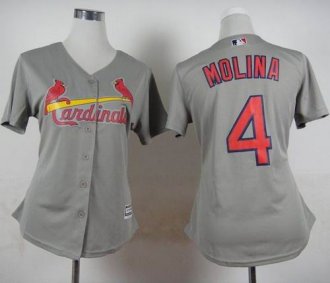 Women St. Louis Cardinals #4 Yadier Molina Grey Road Stitched Baseball Jersey Women St. Louis Cardinals #4 Yadier Molina Grey Road Stitched Baseball Jersey